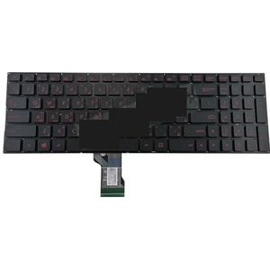 ROOD Arabisch Latijn Frans/voor AZERTY Laptoptoetsenbord voor ASUS G501JW N501JW UX501JW 662EAR00 662ELA00 662EFR00 AR LA(Arabic Red)