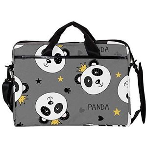 EZIOLY Panda Wear Crown 14 Inch15 Inch Laptop Schouder Messenger Bag Crossbody Aktetas Messenger Sleeve voor 13 Inch tot 14 ""Laptop, Meerkleurig, 11*15in