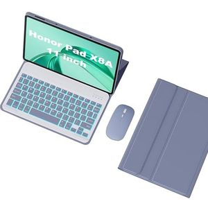 Toetsenbordhoes voor Honor Pad X8A 11 Inch 2024, Afneembaar Draadloos Toetsenbord Met Achtergrondverlichting En Beschermhoes, Tabletmuis,Purper