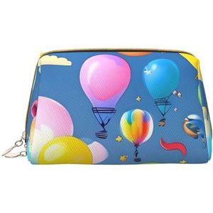 Kleurrijke ballonnen draagbare cosmetische tas, reizen cosmetische tas, unisex, ritssluiting, geschikt voor dagelijks gebruik, Wit, Eén maat