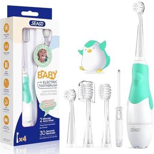 Seago SG-513 Elektrische tandenborstel voor kinderen, baby, kindertandenborstel, elektrisch vanaf 0-3 jaar, met ledlicht, smart timer, babytandenborstel, waterdicht, IPX7 sonische tandenborstel