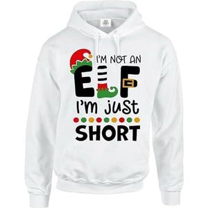 Darkwear IK BEN GEEN ELF IK BEN GEWOON KORTE HOODY NIEUWIGHEID GEHEIM KERST SWEATSHIRT HOOD, Witte Hoody Zwarte Print, XXL