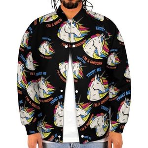 Trust Me I Am A Unicorn grappig heren honkbaljack bedrukte jas zacht sweatshirt voor lente herfst