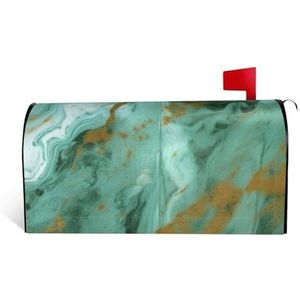 NBSKSDLK Groen Goud Marmeren Brievenbushoezen Magnetische Standaard Maat 53,3 x 45,7 cm, Decoratieve Post Brievenbus Cover voor Tuin Tuin Buiten Brievenbus Wraps Waterdichte Welkom Brievenbus Wrap