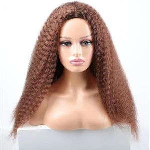 Lange kinky krullende synthetische pruiken voor zwarte vrouwen Zwart bruin blond gember rood wit haar Afro kinky krullend synthetisch haar pruiken-30-21inches-1 PC