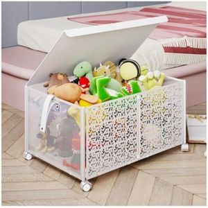 Stevige Speelgoed Opbergdozen Extra Grote Speelgoedbak Met Deksel Speelgoedkist Metalen Speelgoedkistorganizer Opvouwbare Speelgoedopbergdozen 4 Universele Wielen Speelgoedrek Kleuterschool(White)
