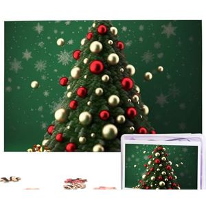 Ronde bal kerstboom puzzels gepersonaliseerde puzzel 1000 stukjes legpuzzels van foto's foto puzzel voor volwassenen familie (74,9 cm x 50 cm)