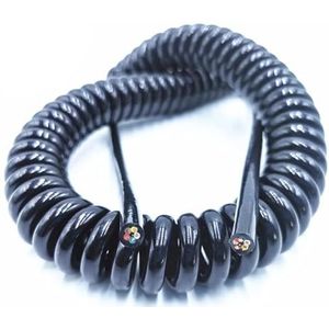 GPDNBIEU, 4 Core Zwarte Lente Verlengsnoer Spiraal Netsnoer 20AWG 24AWG 17AWG 14AWG 2.5 Meter 7. meter Kabel(Line length 5 meter)