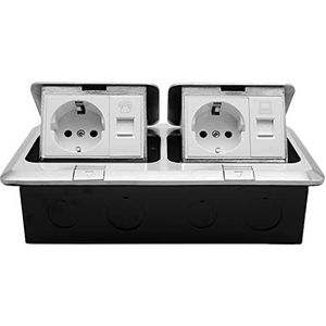 Funey - Inbouwstopcontact - 2 Stopcontacten + 1 Netwerk + 1 Telefoonkabel - Vloerstopcontact