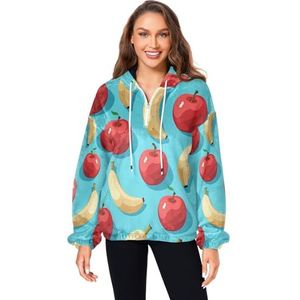 KAAVIYO Banaan appel fruit kunst pluizige jas pullover hoodie capuchon zakken fuzzy fleece sweatshirt ronde hals truien hoodies voor meisjes vrouwen, Patroon, M