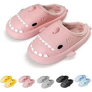 Shark Slides Winter - Pluche Comfortabele Wolkachtige Pantoffels, Antislip Zacht (38/39 EU, Roze)