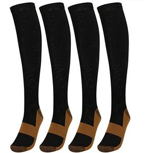 Sportcompressiekousen, compressiekousen van koperen vezels, comfortabele slijtage kuitdunne mouwen Elasticiteit(Copper fiber tube socks (black), S/M)