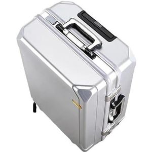 Aluminium frame koffer reisbagage trolley koffer 20 inch wachtwoord cabine reistassen studentenkoffer (Color : Dark gray Silver, Size : 22"")