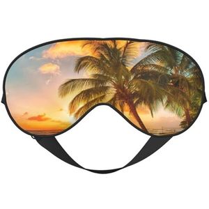 GSGCSBYMLG Zonsondergang Hawaiiaanse palmboom golven gedrukt zacht verduisterend oogmasker slapen oogmasker dubbelzijdig oogmasker