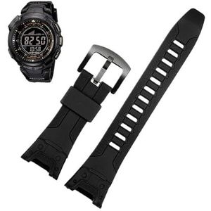 Rubberen band geschikt for CASIO PRG-110Y / C/PRW-1300Y zwarte hars horlogeband PROTREK siliconen band (Color : Black Black Buckle, Size : 26mm)