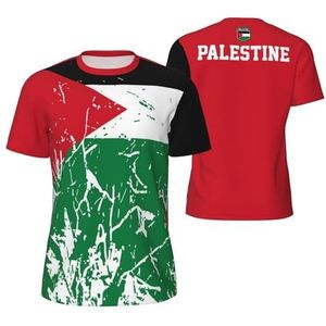 Sport T-Shirt Vintage Palestina Vlag Graan (1) Tees 3D Gedrukt voor Fitness Running Voetbal, Meerkleurig, S