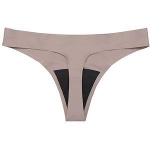 dames Menstruatie Slips, Sexy Menstruatie Strings, Naadloze Lekvrije Absorberende Strings Ondergoed, No Show Menstruatie Bikini Slips, Koffie, Xl