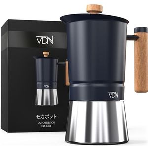 VDN Percolator 300 ml - 6 Kops - RVS met Houten Handvat