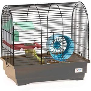 decorwelt Hamsterkooi grijs buitenmaten 40 x 25 x 39 knaagdierkooi hamster plastic kleine dieren kooi met accessoires