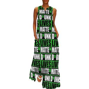 Drunk Lives Matter Damesjurk op enkellengte, slanke pasvorm, mouwloos, maxi-jurk, casual, zonnejurk, maat 4XL