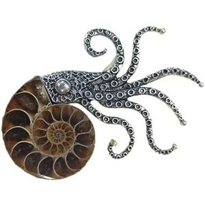 Natuurlijke gesneden schelp-octopus acht-vangst vis broche hanger for tweeërlei gebruik (Color : C10595-1)