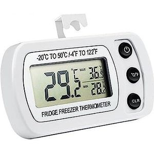 Waterdichte Digitale Koelkastthermometer Max/Min Opnamefunctie Met Haak(White)