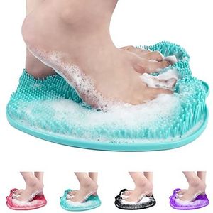 AXLOFO® Douchevoetschrobbermat, XL grotere maat voetmassagemat met antislip zuignappen, reinigt, peelt, masseert je voeten zonder te buigen, voetcirculatie en verlicht vermoeide voeten (groen)