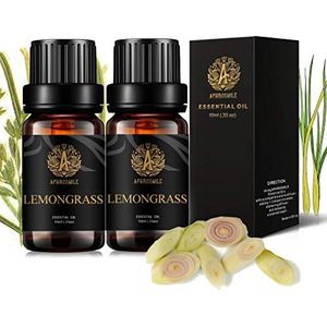 Aromatherapie lemongrass essentiele olie set, 100% pure lemongrass essentiele olie voor diffuser, 2*10ml aromatherapie lemongrass olie set voor room spray, 100% pure lemongrass olie voor massage