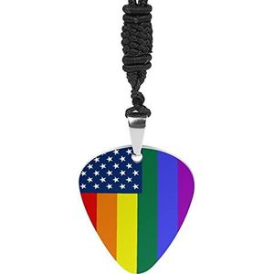 LGBT USA Vlag Gitaar Pick Ketting Gepersonaliseerde Hanger Ketting Sieraden Pick Ketting Gift