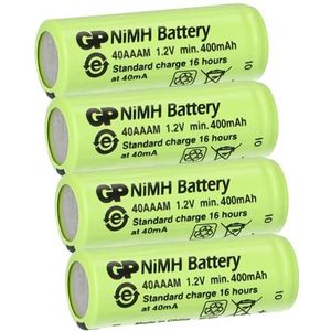 4-delige spaarset GP-accu 2/3 AAA 1,2 V/400 mAh GP40AAAM Micro NiMH batterij hoogte 29,7 mm oplaadbaar (let op: let op: het verkorte 2/3 bouwgrootte zonder verhoogde pluspool, geen normale AAA-batterijen)