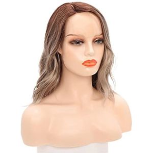 DieffematicJF Pruik Hair dyed brown wavy side seam small lace wig