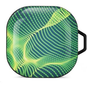 Green Wave Mesh Oordopjes Hoesje Compatibel met Samsung Hard Shell Beschermhoes Zwart-Stijl