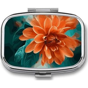Teal en Bloem Pillendoos Pil Case Leuke Pil Organizer Pil Houder Geneeskunde Pil Organizer Pil Container Dagelijkse Pil Organizer Kleine Pillendoos Pil Case voor Portemonnee Pocket