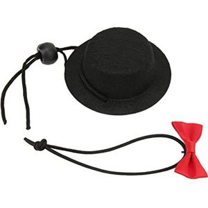 Werily Reptielmuts en vlinderdas, accessoire voor baarddraak, comfortabel om te dragen, licht voor hamsters (zwarte hoed + rode vlinder, maat: L)