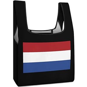 Nederland Vlag Herbruikbare Boodschappentassen Opvouwbare Boodschappentassen Grote Opvouwbare Tote Bag met Lange Handvatten