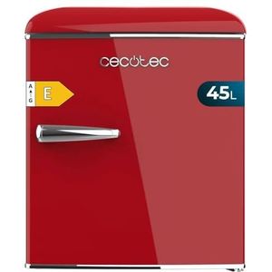 Cecotec Bolero CoolMarket TT Origin 45 Mini-koelkast, retro, 45 liter, rood, 55 cm hoog en 44,7 cm breed, energieklasse E, Icebox en verchroomde handgreep, rood