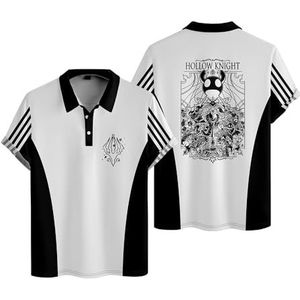 Hollow Knight Polo Shirts Mannen Vrouwen Mode Tee Jongens Meisjes Cool Gaming Korte Mouw Shirts Casual Zomer Kleding, Wit, 3XL