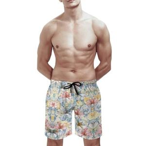 SANYJRV Hawaii Zwembroek met tropische print voor heren, casual ademende sportbroek, elastische korte broek met trekkoord, Kleur 3, XXL