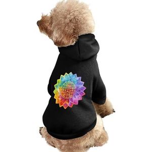 Regenboog Tie Dye Bloem des Levens Gedrukt Pet Hoodie Sweatshirt Warme Puppy Pullover Winter Jas Voor Kleine Medium Grote Honden Katten