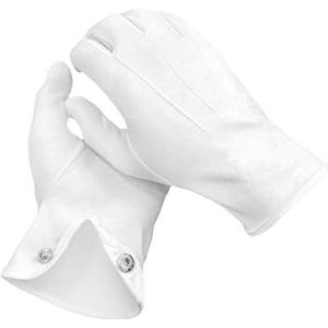 THE MASONIC COLLECTION - Effen witte katoenen handschoenen voor heren - zeer zacht en lichtgewicht met wasbaar en herbruikbaar materiaal - Popper Snap Fastening - Een vrijmetselaars geschenkaccessoire