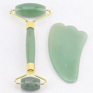 Massage Jade Roller slank gezicht van groene cellulitis rimpel kristal 1 stuk (kleur: geen doos)
