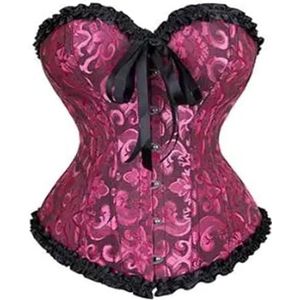 ZPFDSG Korset top dames sexy bustier top van bloemenkant voor dames bloemenprint vintage korset satijn lingerie korset overbust plus size, Black Rose, S