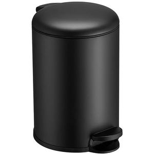 Prullenbak 12 liter - Middelgrote Afvalbak voor Badkamer, Bureau of Keuken - Prullenmand 12L in mat zwart - HÜSQ Slimbin