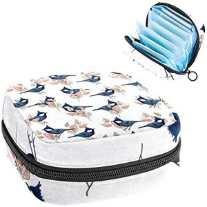 Vrouwen Maandverband Pads Handtas Dames Menstruatie Cup Pouch Meisjes Draagbare Tampon Opbergtas Vogel Periode Pouch met Rits