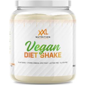 XXL Nutrition - Vegan Diet Shake - Maaltijdshake, Eiwit Shake, Maaltijdvervanger - Whey Protein Shake Incl. Vitamines & Mineralen - Vanille Caramel - 1200 Gram
