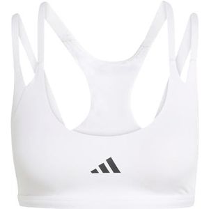 adidas Mujer Optime Workout Strappy Light Support Bra, white, XS