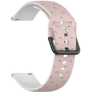 Compatibel met Garmin Forerunner 255S/255S Music/265S/Rey/Venu 2S/Venu 3S/Vivoactive 4S/Vivomove 3S, (Seagulls On Pink) 18 mm zachte siliconen sportband armband armband