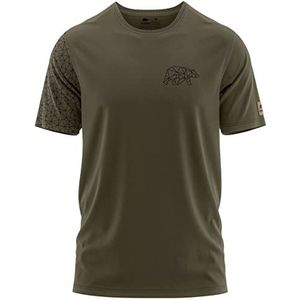 FORSBERG Thyrison T-shirt met ronde hals en borstlogo beer met polygon-design, hoogwaardig, robuust, lichtgrijs, gemêleerd voor heren, donkerolijf/zwart, 3XL