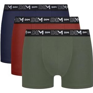 DIM Boxershorts voor heren, katoen, stretch, ademend, optimale grip, 3 stuks, Groen/Blauw/Rood, M