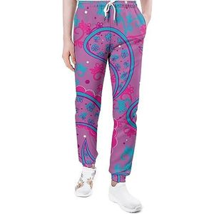 Paisley Paars Patroon Joggingbroek voor Mannen Yoga Atletische Jogger Joggingbroek Trendy Lounge Jersey Broek 5XL